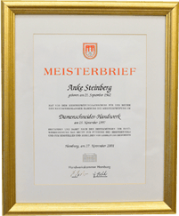 Anke Steinberg Meisterbrief